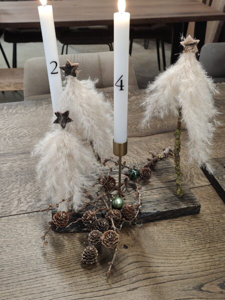 Egetræs fad med pampas juletræer - Image 3